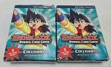 (2) Beyblade Trading Card Games Collision Starter #1-5 Foil Card Inside 60-Card