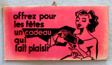 Pancarte publicitaire vintage années 50 60 carton velours un cadeau pour fêtes