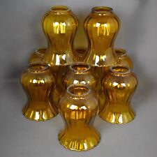 Lot 9 tulipes en verre ambré