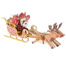  1 PC en bois de noël 3D ornement dessin animé père noël renne remorque jouet