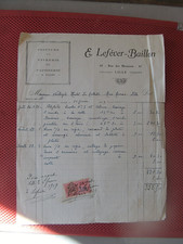 ++"1631"  VIEILLE FACTURE   PEINTURE VITRERIE  E. LEFEVER-BAILLON A LILLE 1939