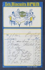 Facture 1920 LES BISCUITS BRUN Diner champagne illustrée billhead 109