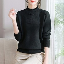 Femmes Doublure Polaire Pull Tricot Épais Hiver Chaud Bas Chemise Rétro Slim