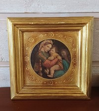 Ancien Tableau religieux Cadre bois doré - La Vierge à la chaise Raphaël