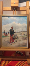 Tableau 19e. NEYMARK Gustave (1850-1910). Huile . Militaire. Musicien.