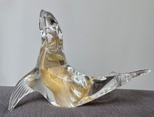 ARCHIMEDE SEGUSO Figurine Phoque Otarie Verre Soufflé Or MURANO VENISE Italie