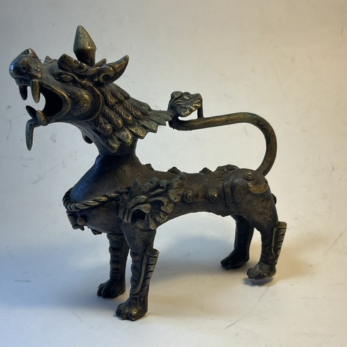 Antique brass qilin dragon - antique,