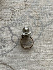 Bague blanc avec perle - or,