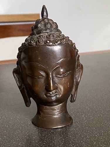 Tête bouddha bronze - de,
