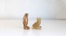 Duo figurines chouette ornithorynque décoration onyx marbré pierre naturelle