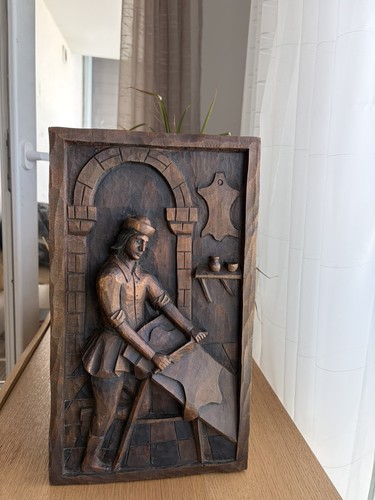 Tableau panneau bois sculpté - tableau,
