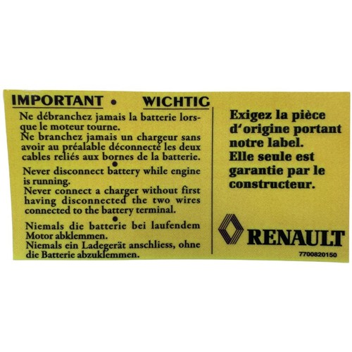 Autocollant batterie renault - batterie,