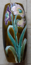 GRAND VASE POLYCHROME ART NOUVEAU FLEURS FIVE LILLE HAUTEUR  26CM
