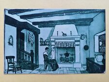 cpa Posté de GUETHARY en 1924 Intérieur BASQUE AQUARELLE Jacques LE TANNEUR