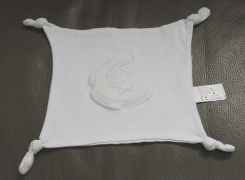 Doudou plat ours lune - lune, blanc
