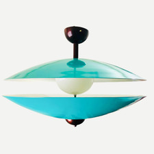 Lustre Sputnik En Laiton À Pendentif Disc En Couleur Personnalisée À Double Dôme