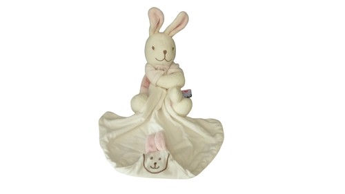 Doudou lapin mouchoir rose