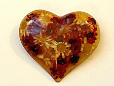 BROCHE vintage COEUR Fleur 4,8cm état NEUF