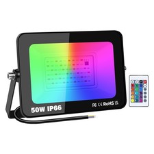 Projecteur LED RGB Exterieur Interieur 50W Spot LED Extérieur 16 Couleurs 4 M...