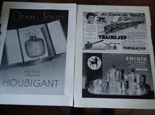 HOUBIGANT parfum DEMI JOUR + train JEP + ERCUIS pub papier ILLUSTRATION 1936