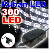 PA801/5# Ruban LED Blanc pur  5 mètres 300LED - + alimentation 220V/12V
