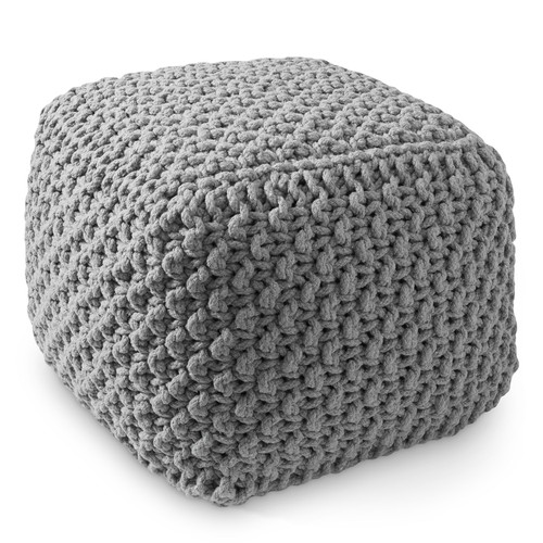 Open box square cotton pouf - open,