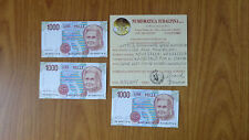 3 Billets De 1000 Lires Montessori 1995 Série Sostitutive Xe Numéros Consécutifs