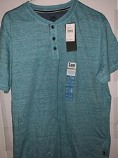 Men's Lee Light Blue/Vespa Short Sleeve Shirt Size L -NWT $42