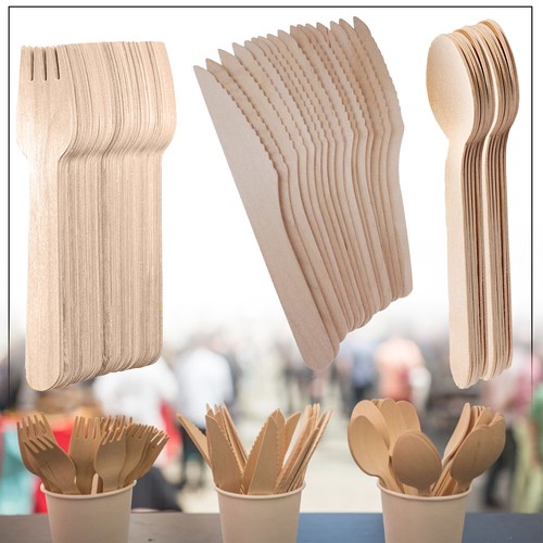 Jetable bois set couverts - en,