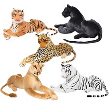 BRUBAKER Grands félins en peluche tigre léopard lionne panthère 110 cm allongé