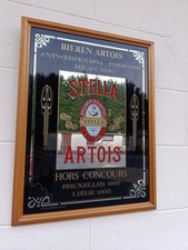 Ancien grand panneau de bar miroir bière Stella Artois enseigne publicitaire