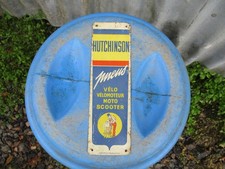 Ancien Petit Plaque HUTCHINSON VELO VELOMOTEUR MOTO SCOOTER  Garage Deco