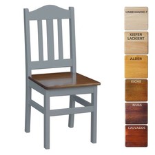 Chaise grise BOIS DE PIN MASSIF - NEUVE blanc miel style campagnard BOIS MASSIF