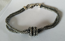 BRACELET VINTAGE ARGENT MASSIF MAILLE CORDE NOEUD 925