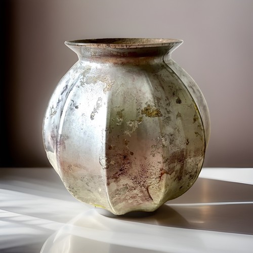 Vase forme citrouille - , signé