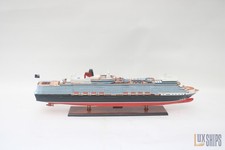 Maquette de bateau en bois de luxe MS Queen Elizabeth Ocean Liner fait main