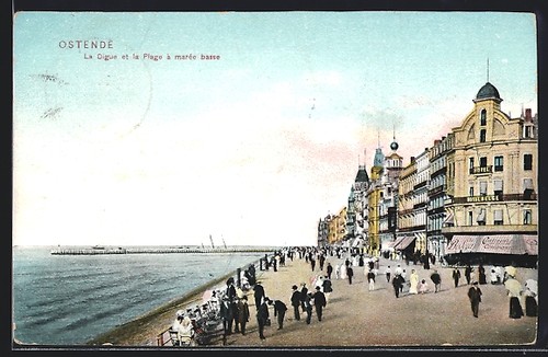Cpa ostende digue et la - digue,