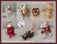 Souris blanche feutrée laine