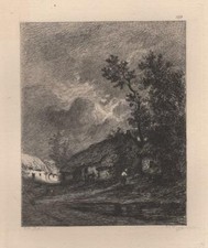 Jules Dupré Chaumières près Cayeux - Eau Forte Gustave Greux XIXe