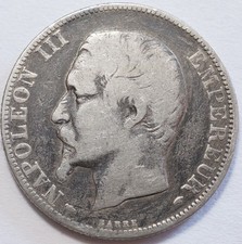 NAPOLEON III : RARE 2 FRANCS ARGENT TETE NUE 1854A PARIS