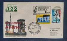 ENVELOPPE 1er JOUR Lancement Ariane V122 KOUROU VIGNETTE CONCORDE 1999 