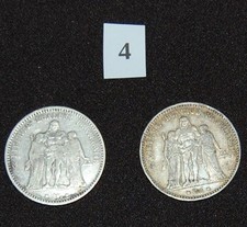 5 FRANCS HERCULE ARGENT, LOT N°4 DE 2 PIECES, 1873K ET 1875A