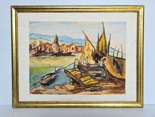 Aquarelle marine village de