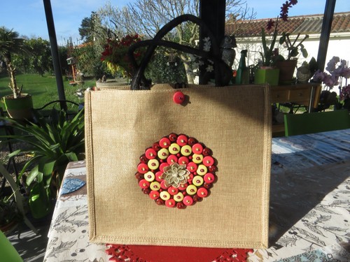Sac toile jute - de, décoré
