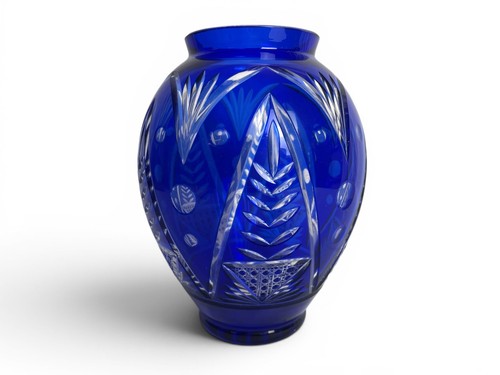Vase cristal bohème bleu - vase,