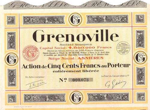 Action société grenoville - action,