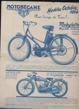 (moto) vieux papiers publicité : MOTOBECANE  modèles octobre 1949   (P46413)