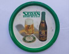 Ancien plateau publicitaire en tôle Bière SEDAN - Brasserie G.B.A. - Ardennes 08