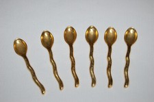 Six cuillères Édouard Rambaud 10.3 cm , cuillère dorée au manche manche original