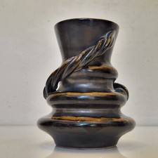 Vallauris, Austruy? à identifier - Vase tourbillon émail noir irisé/flammé - 50'